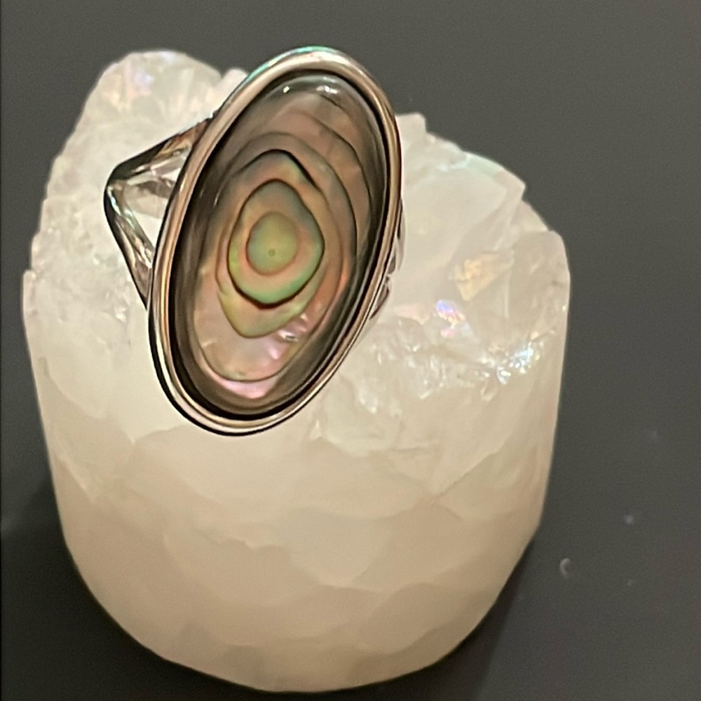 Abalone sterling silver statement ring